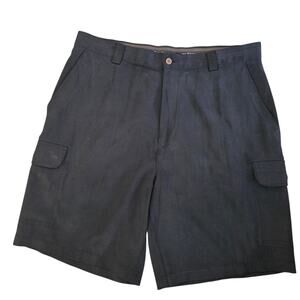 Tommy Bahama Black Silk Blend Cargo Shorts sz 35, 9" inseam Country Club Classic